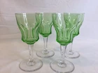 Vintage Fostoria Depression Glass Green Wine Stems Set 4
