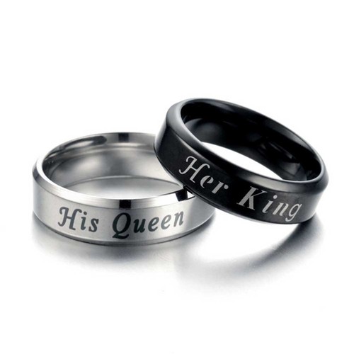 12 # Paar Ring Her King His Queen Ringe Edelstahl - Bild 4 von 11