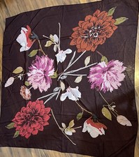 Oversized Silk Scarf Large Flowers 50 X 50