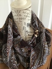 Moira C Scarflace With Gold Magnetic Fastening ‘Brown/Grey Multi Paisley’