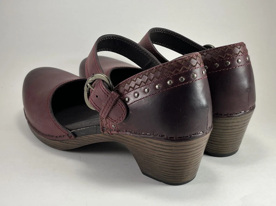 Dansko Makenna Mary Jane 舒适鞋女式红色皮革镶嵌 38-8 码美国 — 第 4/4 张图片