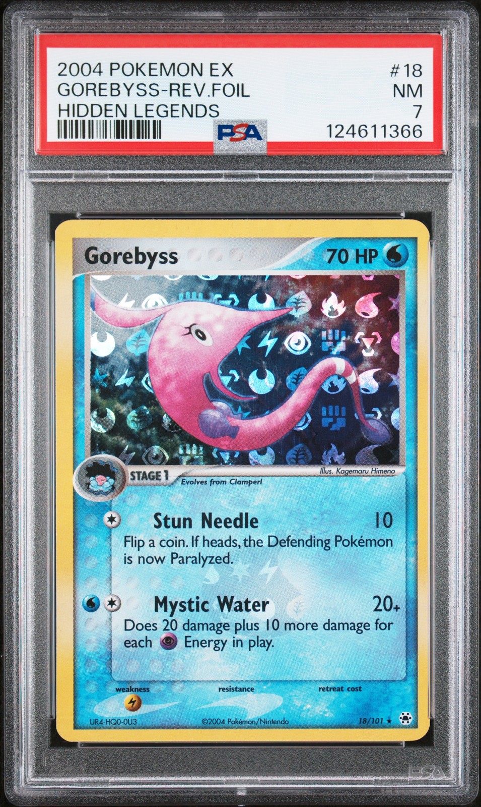 2004 POKEMON EX HIDDEN LEGENDS #18 GOREBYSS-REVERSE FOIL PSA 7