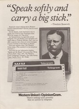 1982 Western Union OpinionGram Vintage Print Ad Theodore Roosevelt Quote