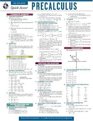 PRECALCULUS - REA'S QUICK ACCESS REFERENCE CHART (QUICK By Editors Of Rea NEW