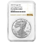 2025-W $1 1-oz Proof American Silver Eagle Laser Beam Privy NGC PF69UC Brown