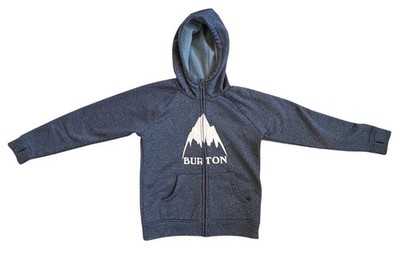 Burton Oak Full Zip Hoodie Boys Medium Blue Heather Fleece Mountain Logo 16234