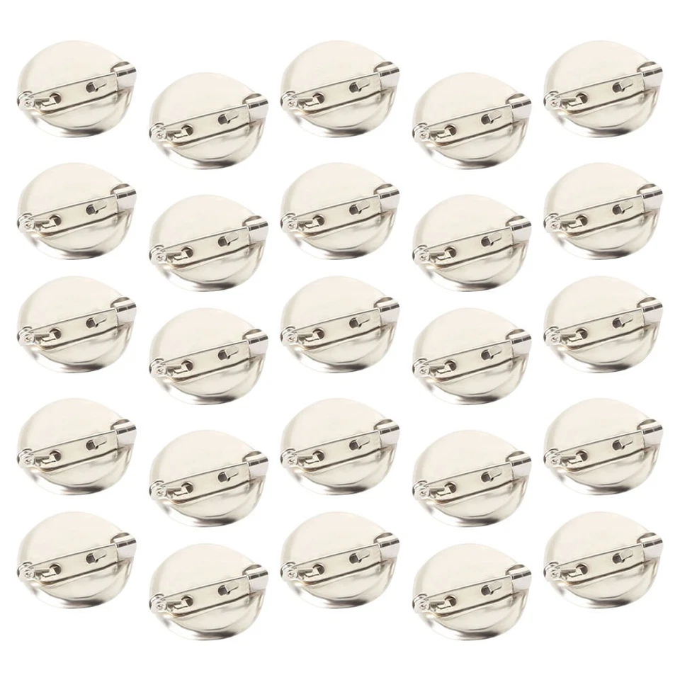 100Pcs Silver DIY Alloy Jewelry Brooch Base Round Stone Accessories - Image 1 of 4