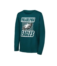 Youth Philadelphia Eagles Outerstuff Green Never Settle Long Sleeve T-Shirt