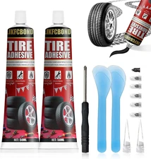 Tire Repair Adhesive, 3.38 Floz, Sidewall Rubber Cement Kit with Tools, High Tem