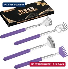 XKOS 4 Pack Different Back Scratcher Portable Telescoping with Rubber Purple