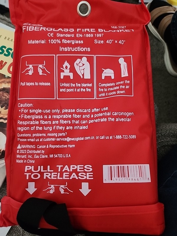 FIRE BLANKET Fiberglass Hero 39''x39'' Emergency Home Retardant Prepared