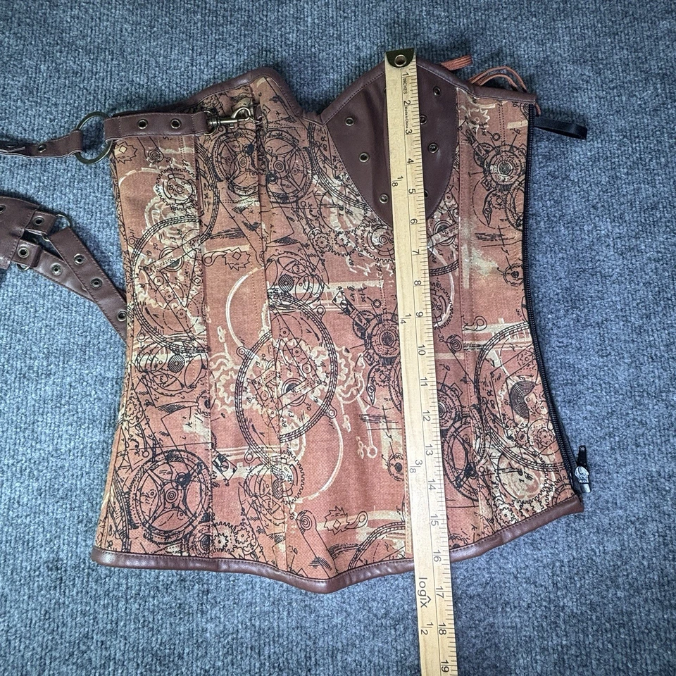 Corsé de disfraz de pirata con detalles de cuero marrón Foto 3 de 4