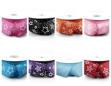 Stars 1.5" Printed Grosgrain Ribbon 25 yards for Crafts decor Choose Colors