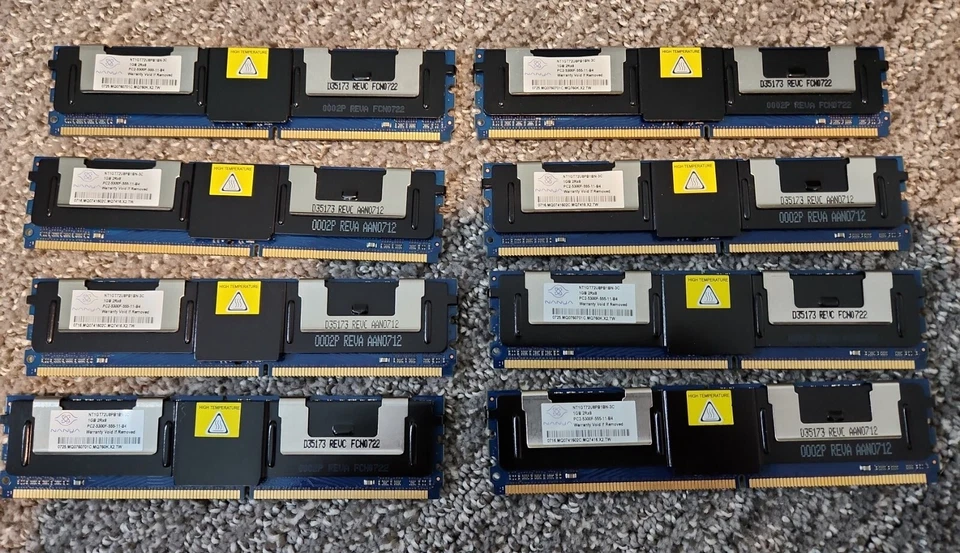 Nanya 8GB Kit 8x1GB 2Rx4 PC2-5300F-555-11-B4 ECC Server RAM NT1GT72U8PB1BN-3C - Image 3 of 3