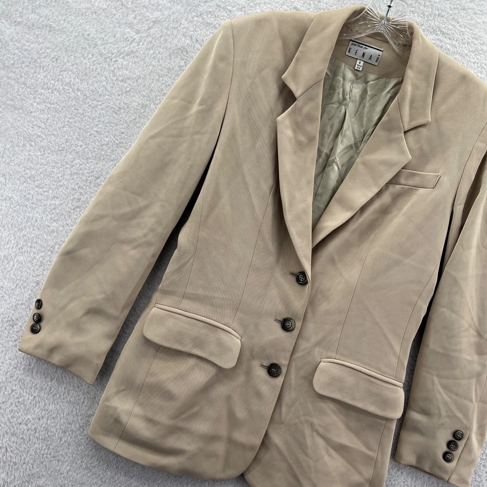 Chaqueta Blazer Ann Tjian Kenar Mujer Talla US 4 Beige 32x27 Traje Abrigo Deportivo Top Foto 2 de 4