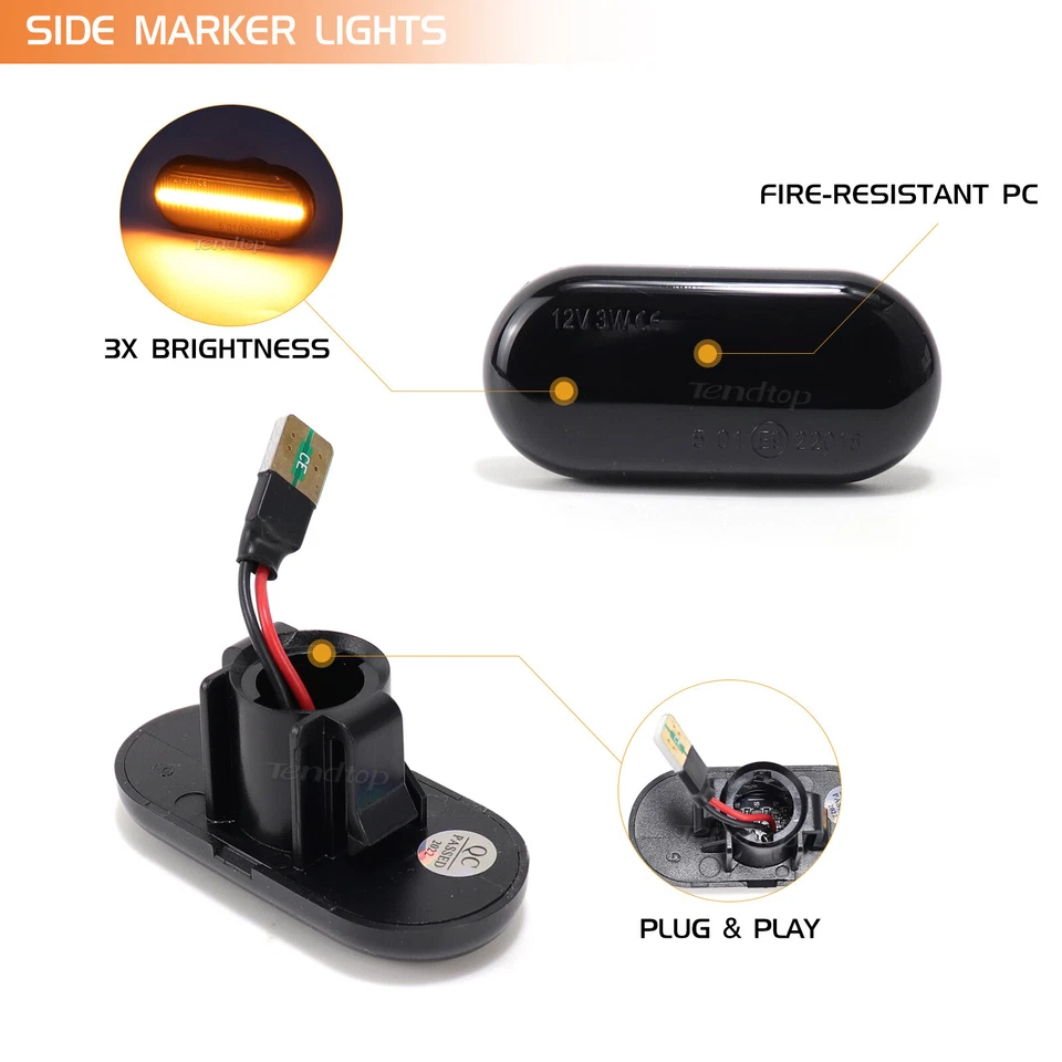 For Renault OPEL Nissan Dacia Benz-Smart LED Side Marker Turn Signal Lights - Imagem 4 de 4