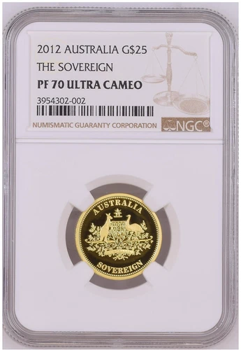 Australia Gold Proof Sovereign 25$ NGC PF 70 .