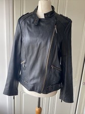 John By John Richmond J By Jr Women Real Leather Jacket Black Size 12