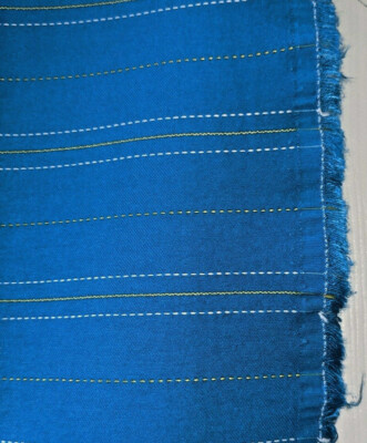 Vtg 80s/90s Super Stretch Woven Fabric Yarn dyed Stitch Detail 21''x 58''W Piece