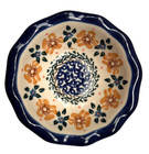 Polish Pottery Hand Made & Painted Floral Scalloped Bowl Dish 5" Made in Poland