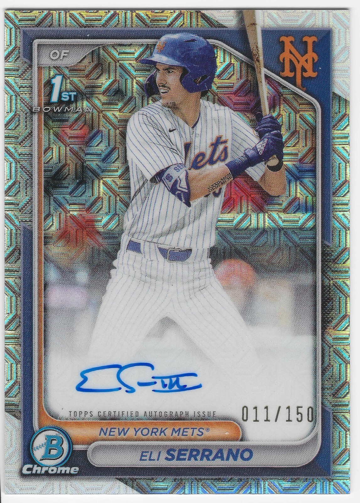 ELI SERRANO 2024 BOWMAN CHROME 1ST AUTOGRAPH HTA CHOICE METS AUTO /150