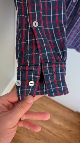 American Apparel Shirt Mens XS Blue Flannel Plaid Cotton Casual Work Cabin - Picture 4 of 13