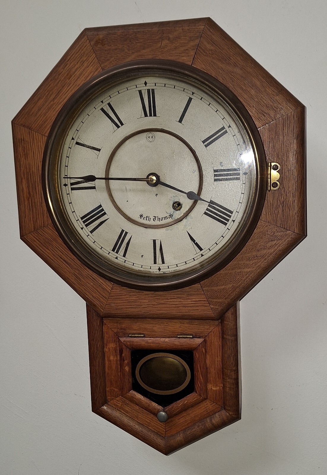 Antique Seth Thomas Schoolhouse Regulator Wall Clock 8Day Working c