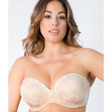 NEW CURVY COUTURE  Strapless Sensation Multi-Way Push Up BRA Champagne Nude 36G
