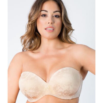 NEW CURVY COUTURE Strapless Sensation Multi-Way Push Up BRA Champagne