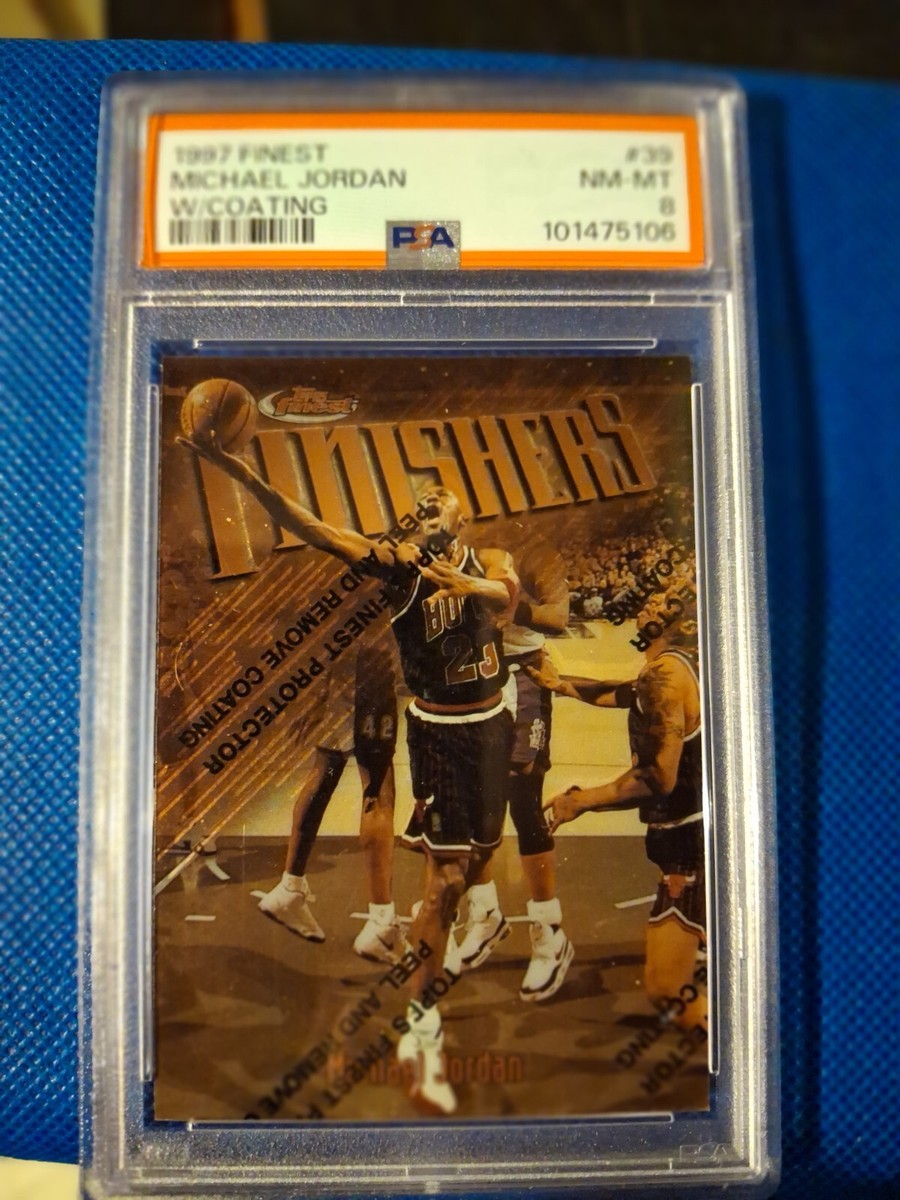 1997 MICHAEL JORDAN TOPPS FINEST FINISHERS NBA CARD PSA 8