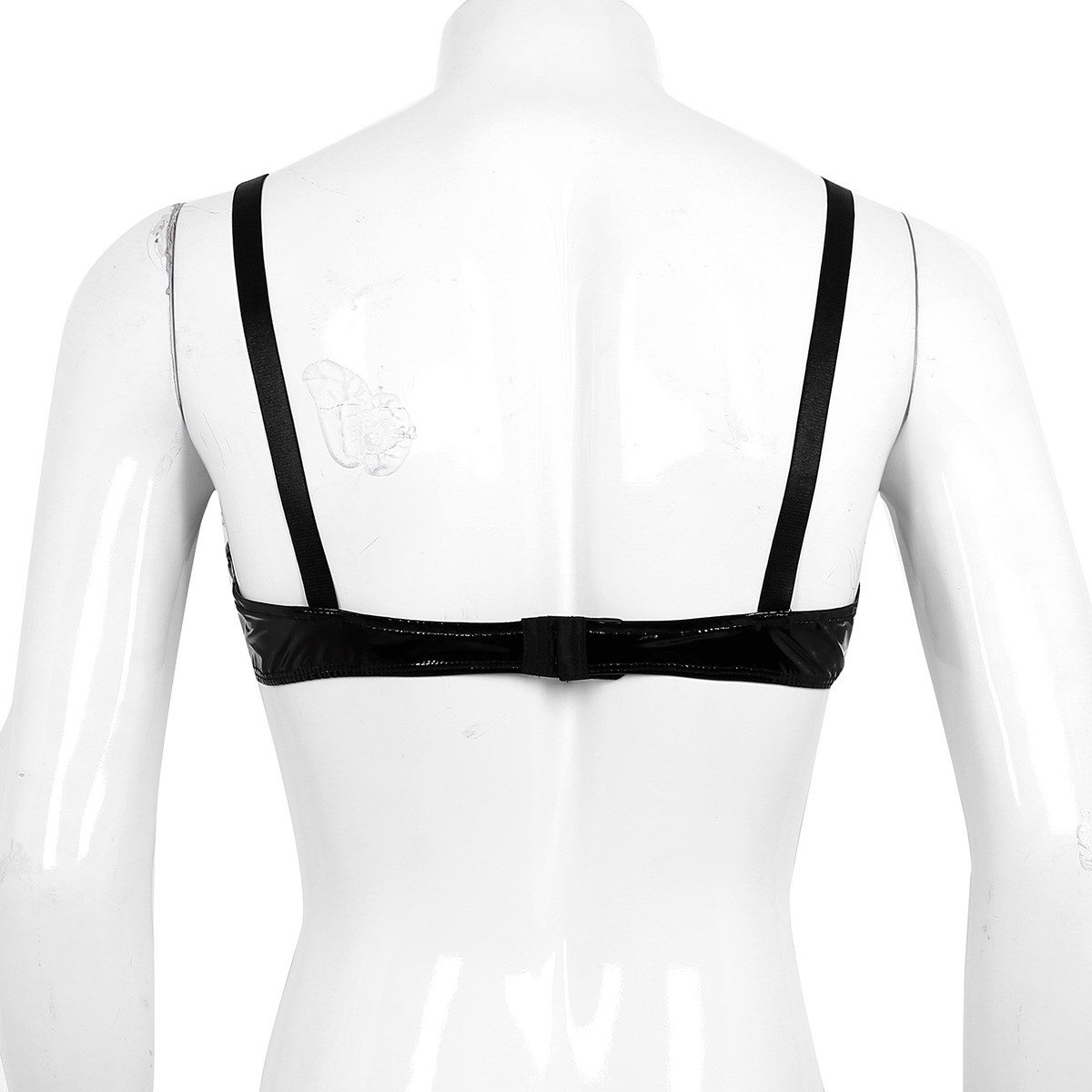 Men’s Sissy Bra Tops Lingerie Bralette Faux Leather Crop Top Lace Shiny