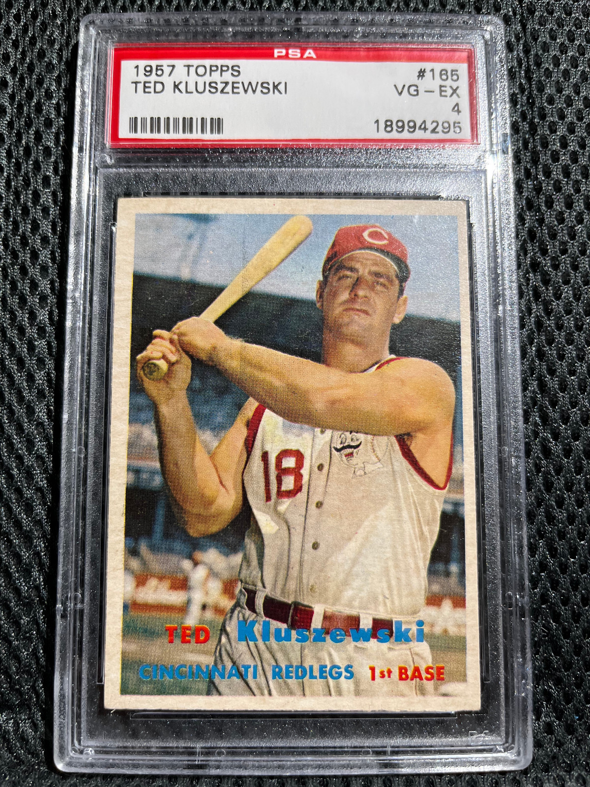 1957 TOPPS #165 TED KLUSZEWSKI PSA 4 VG-EX REDS