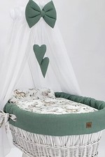 Ausstattung Bettwäsche für Stubenwagen Bezug Grau Beige Rosa Weiß Khaki Waffel