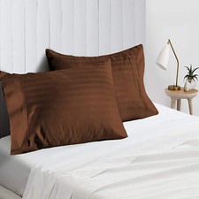 Pillow Case Set 1000 OR 1200 TC Egyptian Cotton Chocolate Stripe Queen OR King