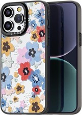 For iPhone 14 Pro Max Case Cute Aesthetic Pink Flower Pattern Print Soft