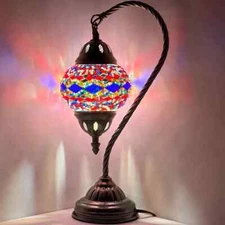 Turkish Moroccan Mosaic Colorful Table Bedside Desk Lamp Light Bulb Included