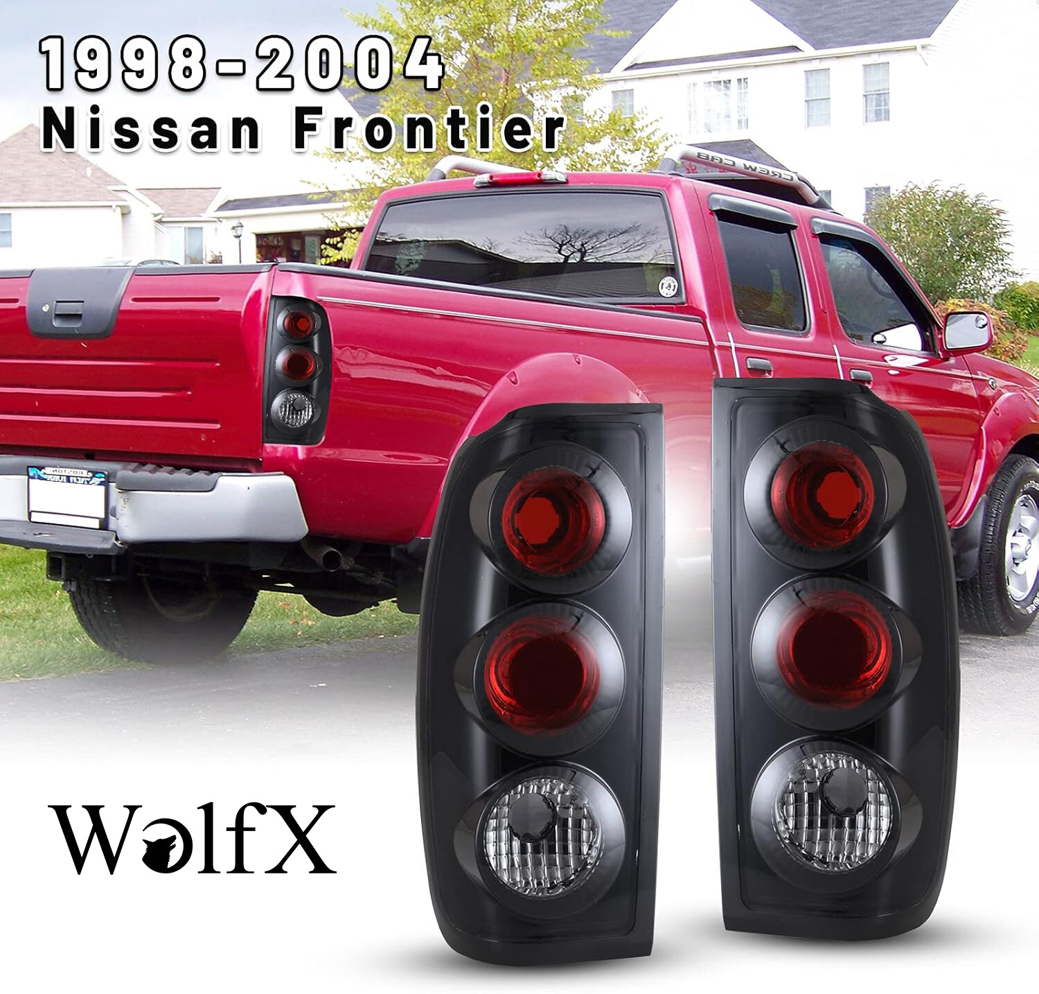 1998-2004 Nissan Frontier Black Smoke Tail Lights Pair L+R Replacement