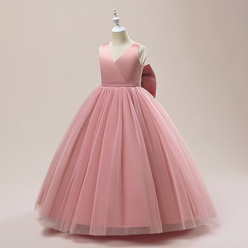 Big Bow Girl Bridesmaids Dress Kid Wedding Party Prom Pageant Princess Ball Gown - Picture 9 of 32