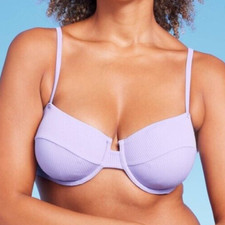 Women's Ribbed Underwire Bikini Top - Shade Shore Lavender Size 34D