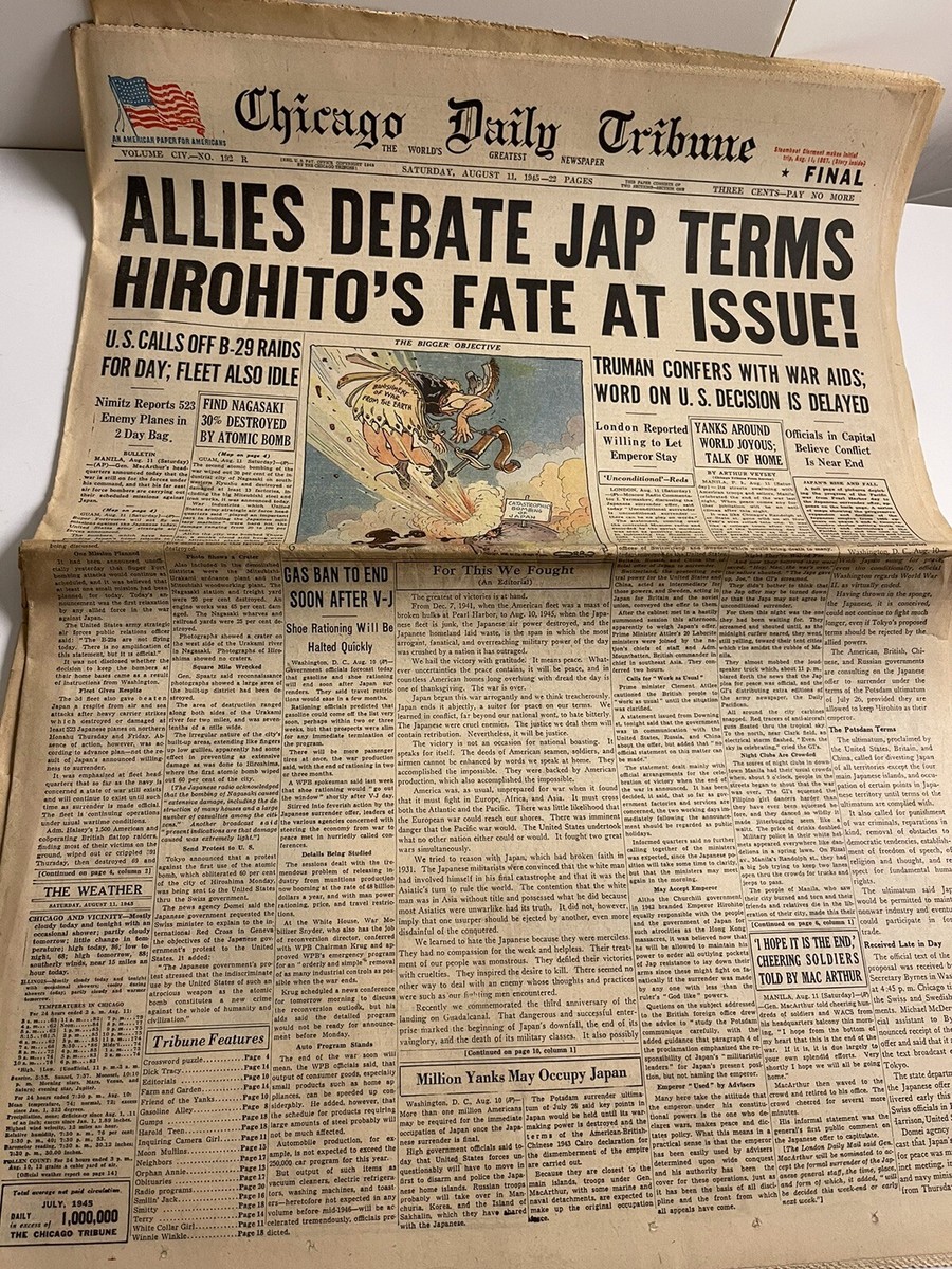 【歴史資料】終戦記念日 8/14/1945 Oakland Tribune 号外 Aug 14, 1945 newspaper 
