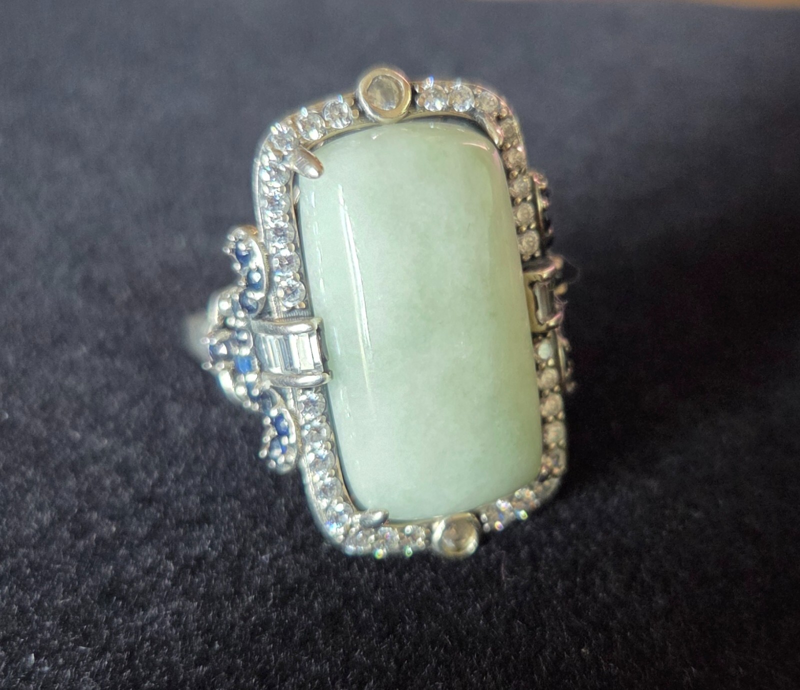Vintage Joy Jade HSN Sterling Silver Ring Size 8.5