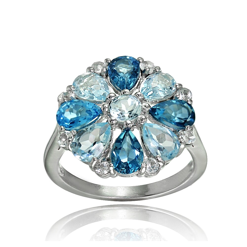 Sterling Silver London, Swiss Blue and White Topaz Ring Sterling Silver London, Swiss Blue and White Topaz Ring