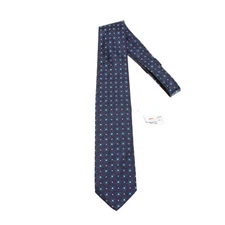 Italo Ferretti NWT Neck Tie in Navy/Aqua Geo Pattern 100% Silk Made in Italy