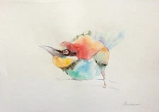 Bee-eater,  Birds, Watercolor artwork, Handmade, Original painting on paper