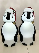 Two Holiday Time 11" Light Up Tabletop Standing Penguin Blow Molds