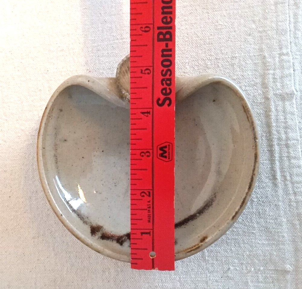 Art Pottery Sea Shell Trinket Soap Dish Glazed Signed BH Coastal Neutral Gift