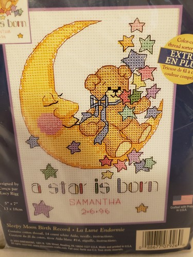 Gezählte Kreuzstich-Sets Menge 3 Neu in Verpackung Schneemann Schmetterling Baby Geburt Mond Teddy - Bild 11 von 12