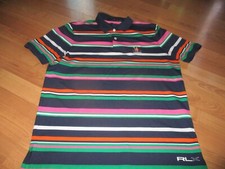 MENS RLX RALPH LAUREN SHORT SLEEVE BRIGHT STRIPED POLO SHIRT SIZE M MEDIUM