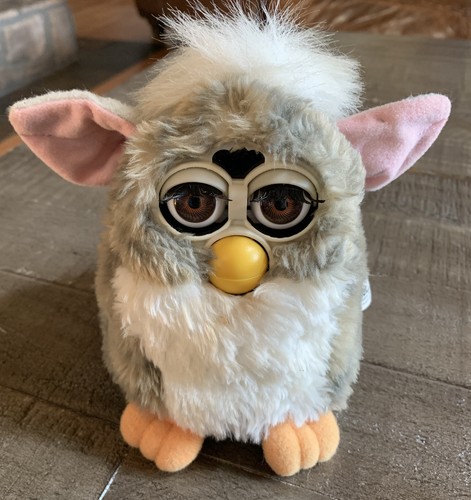 Furby Grey Stripes White 70-800 Vintage 