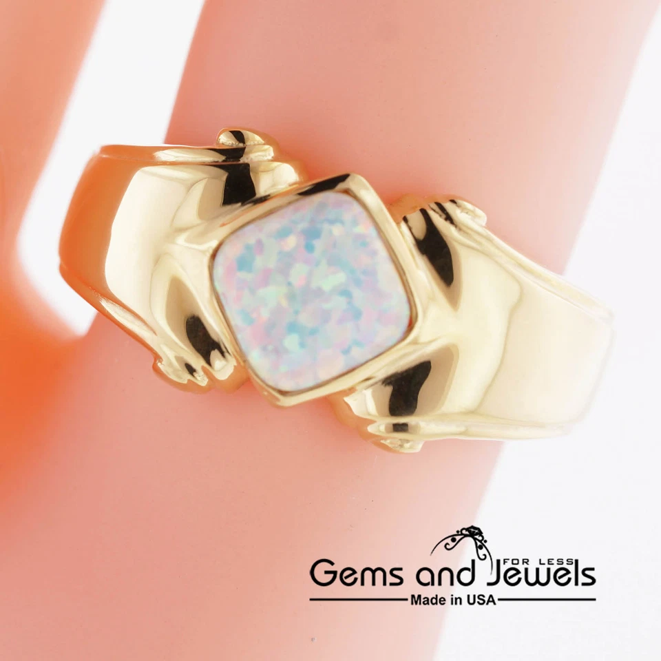 Anillo de plata ópalo para hombre - oro de 14 quilates sobre plata Foto 3 de 3